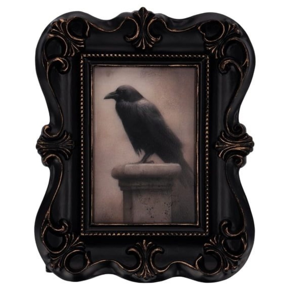 My Texas House Raven Framed Art Black 8" x 10" Halloween Decor